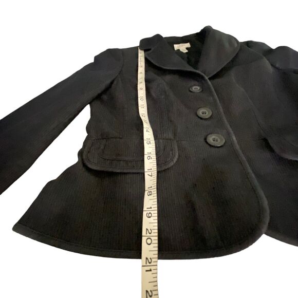 Ann Taylor Loft Gray Blue Denim Pinstripe Casual Blazer Lined Shoulder Pad 6 - Picture 13 of 13